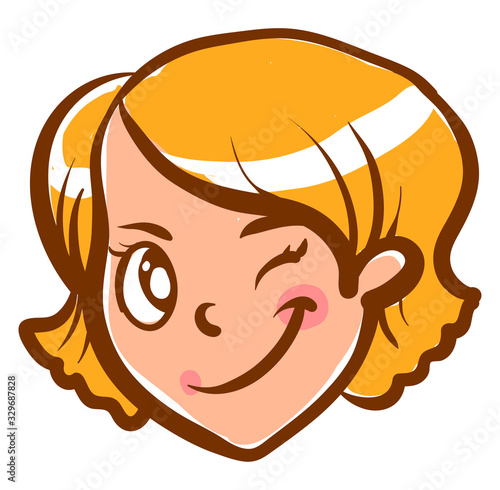 Winking girl, illustration, vector on white background.