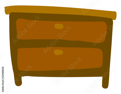 Wooden bedside table, illustration, vector on white background.