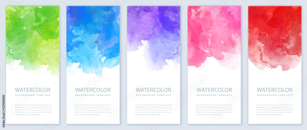 Flyer or banner template design bundle set with watercolor background