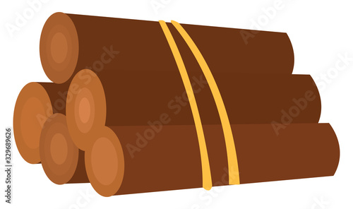 Firewood pile, illustration, vector on white background.