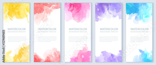 Flyer or banner template design bundle set with watercolor background