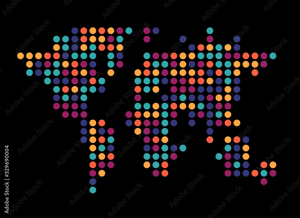 Abstract computer graphic World map of round dots Abstract computer graphic World map of round dots
