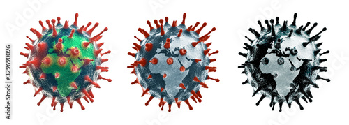 Coronavirus pandemic or monkeypox virus concept isolated on white background.  Elements of this image furnished by NASA. photo