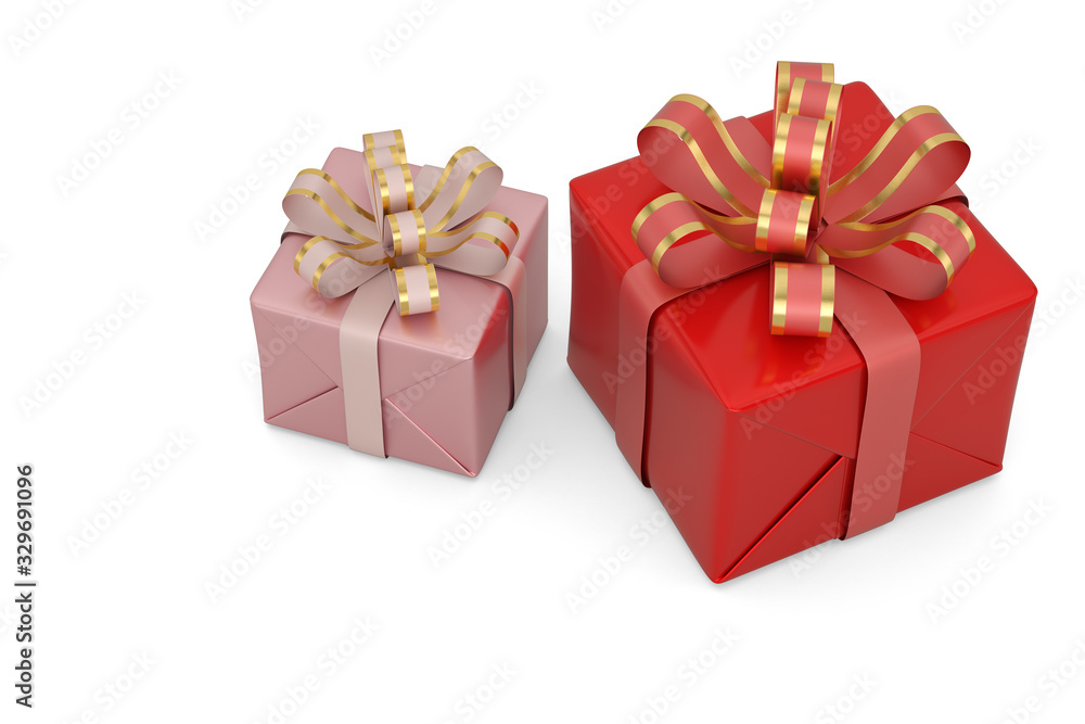 Gift box with bow isolated on white background. 3D illustration. Gift box with bow isolated on white background. 3D illustration.