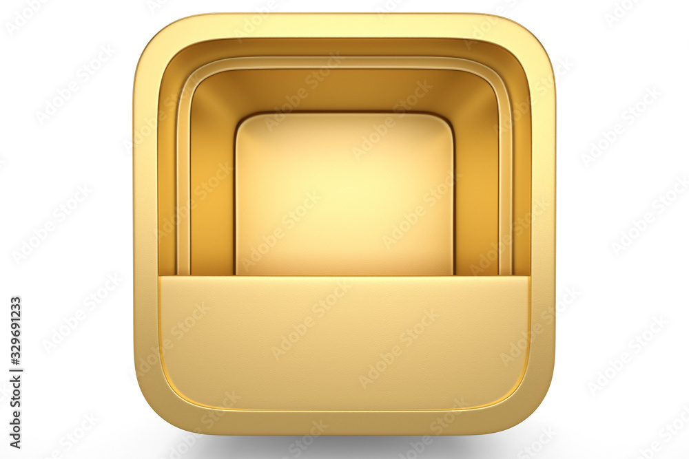 Gold box icon background isolated on white background. 3D illustration. Gold box icon background isolated on white background. 3D illustration.