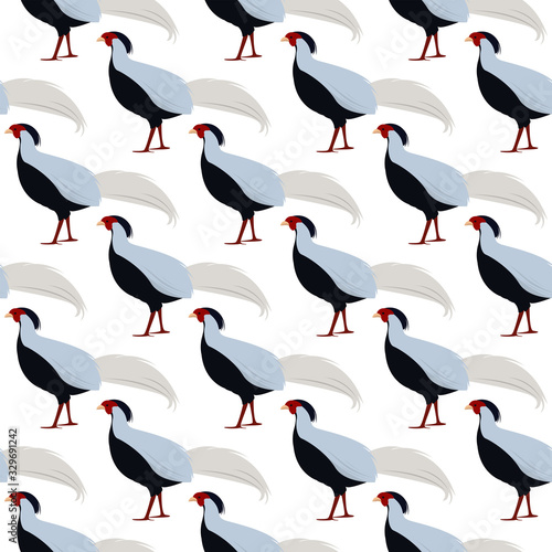 Pheasants pattern, illustration, vector on white background.