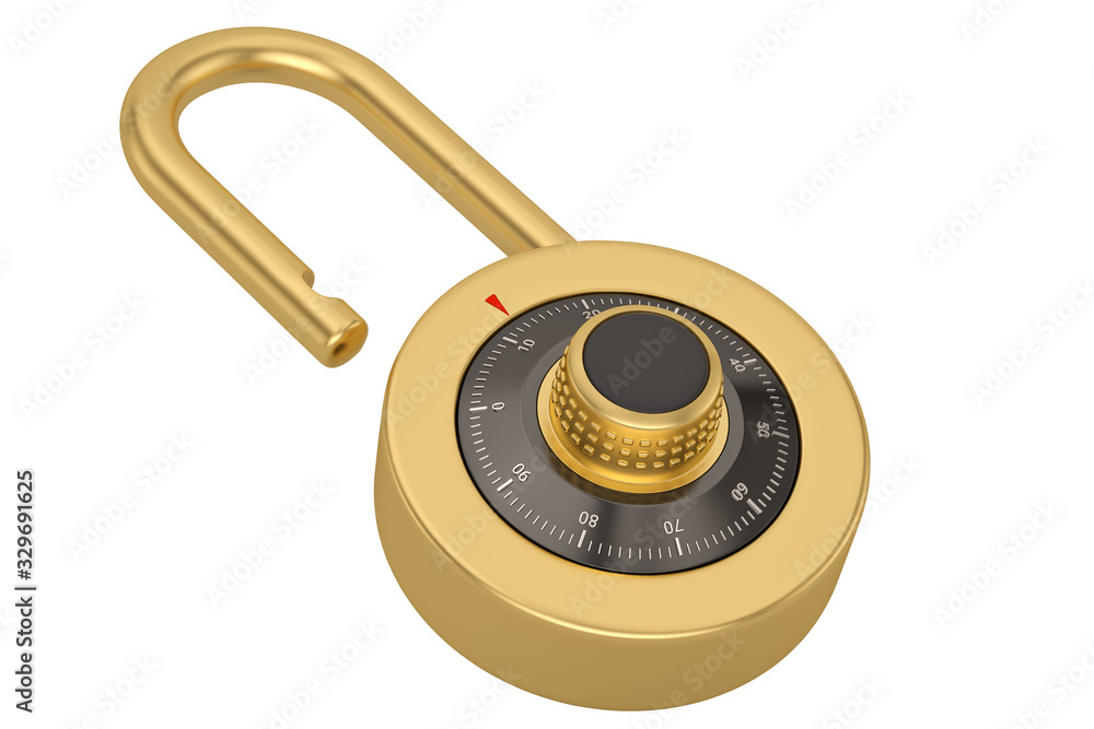 Safe Code Lock Padlock isolated on white background. 3D illustration. Safe Code Lock Padlock isolated on white background. 3D illustration.