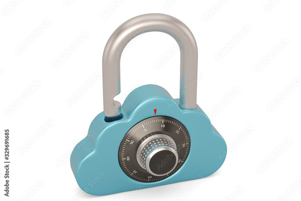 Cloud security concept Cloud With Combination Lock isolated on white background. 3D illustration. Cloud security concept Cloud With Combination Lock isolated on white background. 3D illustration.