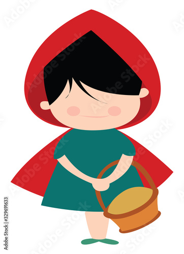 Red riding hood, illustration, vector on white background.