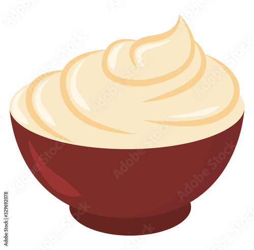Sour cream, illustration, vector on white background.