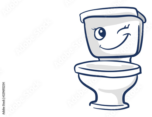 Happy toilet seat, illustration, vector on white background.
