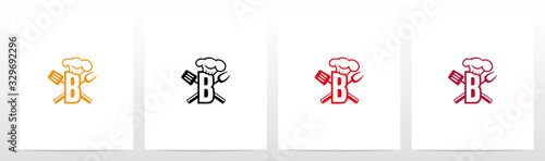 Spatula And Chef Hat On Letter Logo Design B