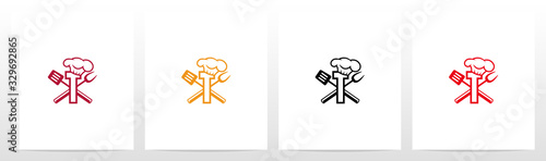 Spatula And Chef Hat On Letter Logo Design T