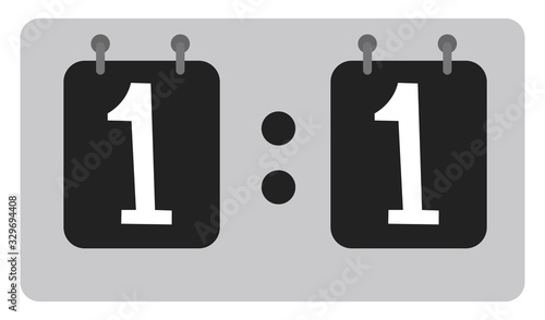 Tie score, illustration, vector on white background.