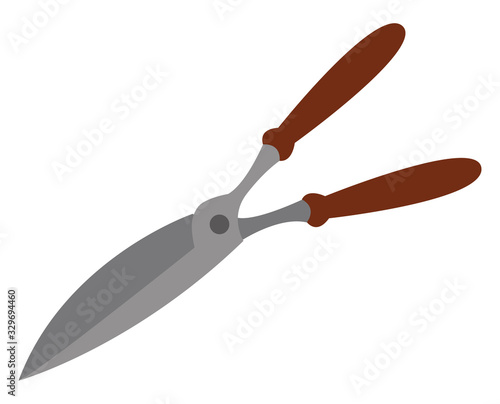 Gardening scissors, illustration, vector on white background.