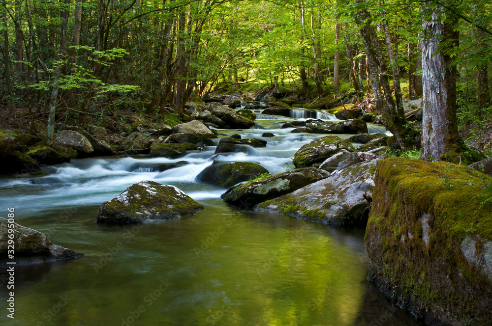 Morning light on the Middle Prong of the Little River, Great Smoky Mountains National Park, Tennessee. Morning light on the Middle Prong of the Little River, Great Smoky Mountains National Park, Tennessee.