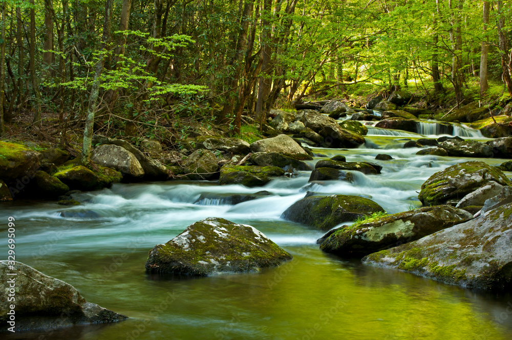 Morning light on the Middle Prong of the Little River, Great Smoky Mountains National Park, Tennessee.