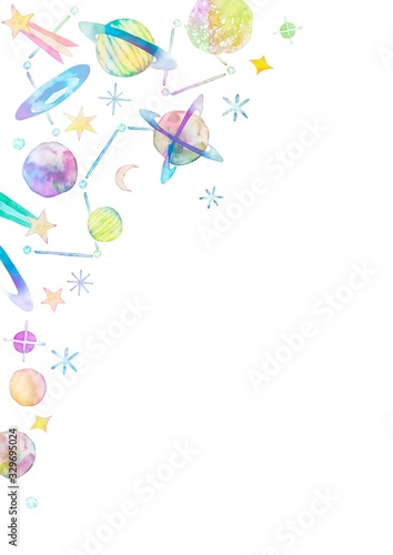 宇宙 星 背景 フレーム 水彩 イラスト 縦位置 Stock Illustration Adobe Stock