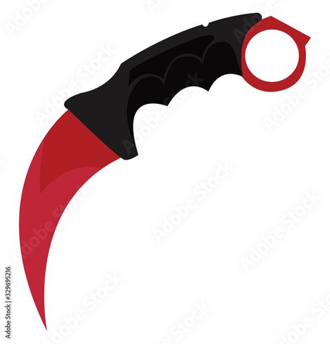 Karambit knife, illustration, vector on white background.