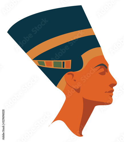 Nefertiti, illustration, vector on white background.