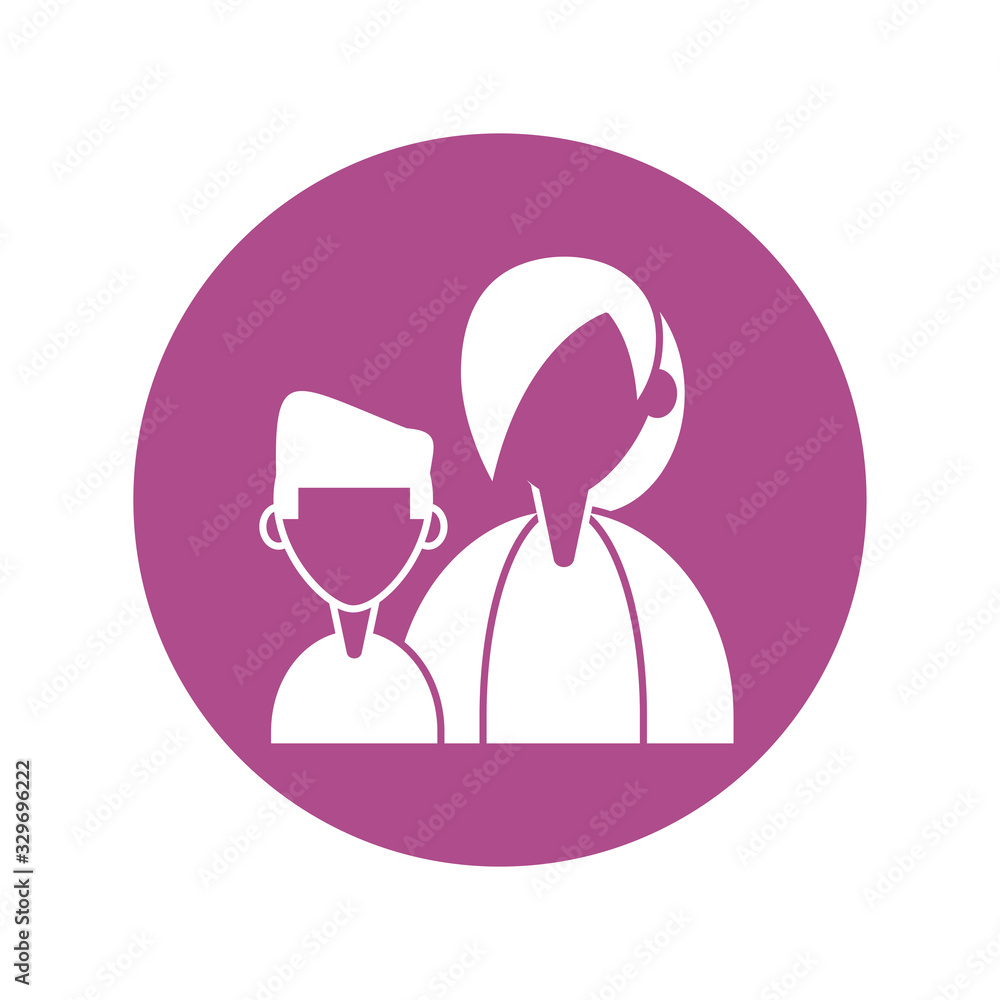 woman with son, silhouette style icon