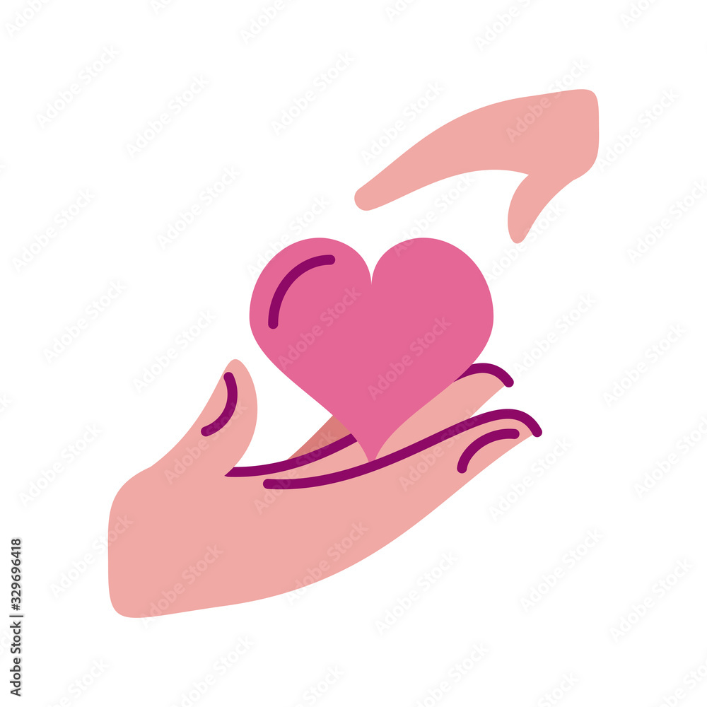 hand holding an heart, line style and color hand holding an heart, line style and color