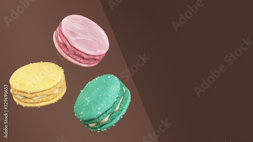 Three Macarons on Left Side