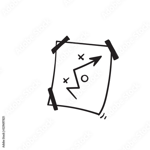 strategy icon illustration.hand drawn doodle style.vector isolated