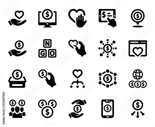 Crowdfunding Icon Set - 1 (Black Series)