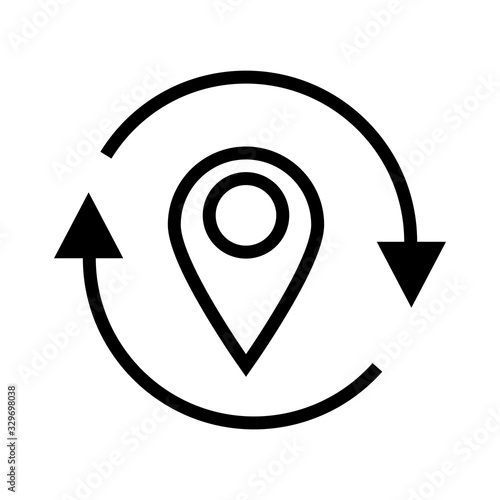 pin pointer location with arrow around line style icon photo