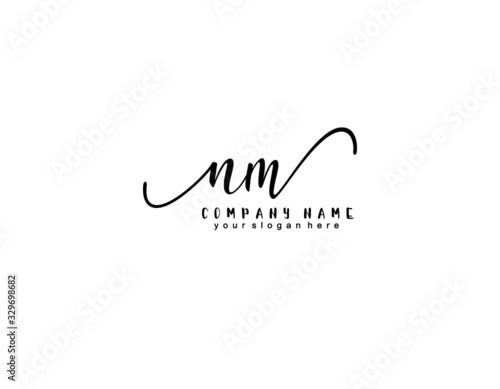 Letter NM handwrititing logo with a beautiful template