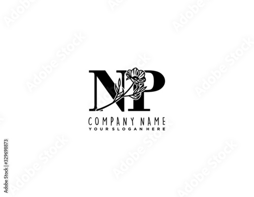 Letter NP handwrititing logo with a beautiful template