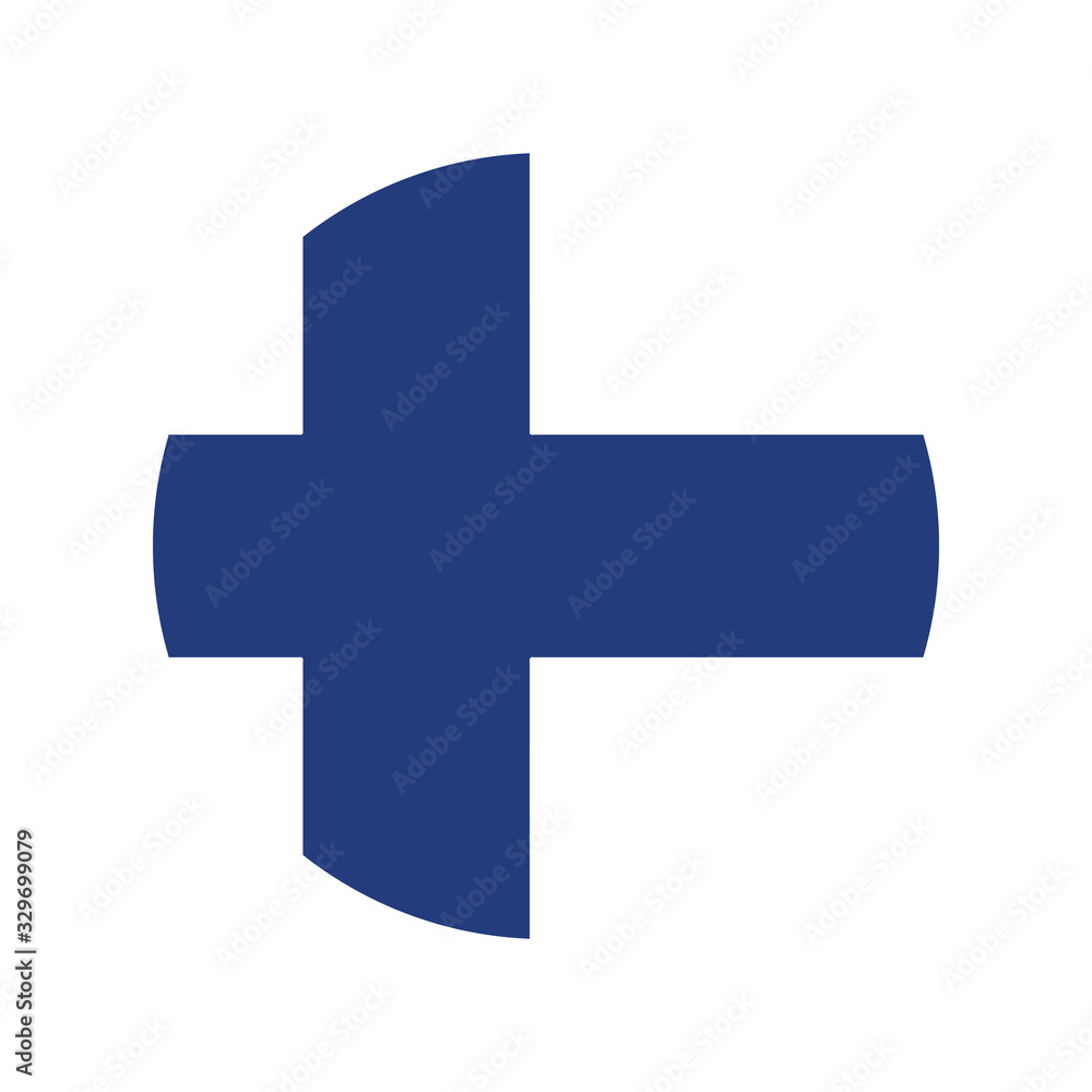 Fototapeta premium Simple vector button flag - Finland, Plus sign icon icon, vector illustration. Flat design style.