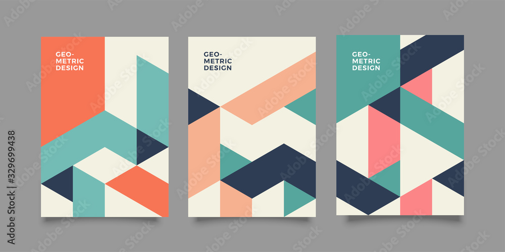 Flat retro geometric covers design. Colorful modernism. Simple shapes composition. Futuristic patterns. Eps10 layered vector.