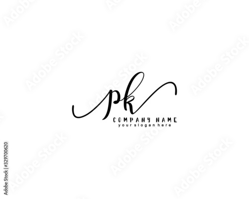 Letter PK handwrititing logo with a beautiful template