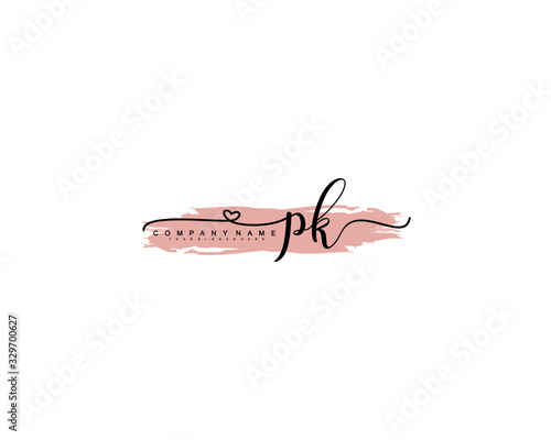 Letter PK handwrititing logo with a beautiful template