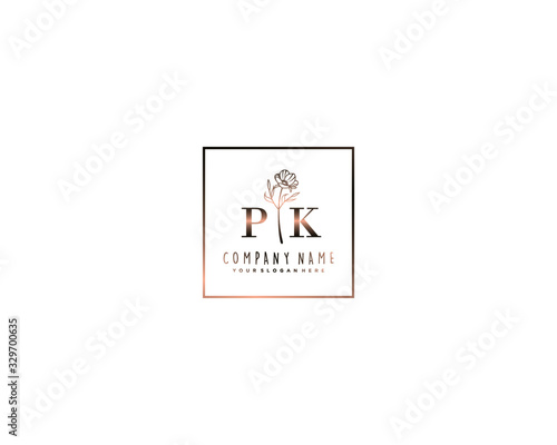 Letter PK handwrititing logo with a beautiful template