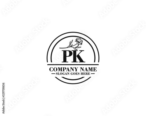 Letter PK handwrititing logo with a beautiful template