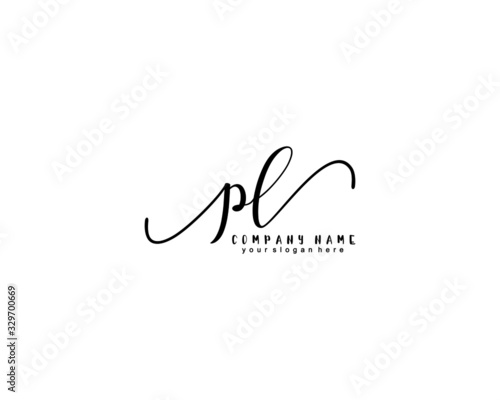 Letter PL handwrititing logo with a beautiful template