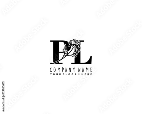 Letter PL handwrititing logo with a beautiful template