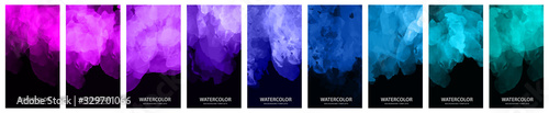 Black background set with mystical blue fog or smoke. Dramatic poster template.
