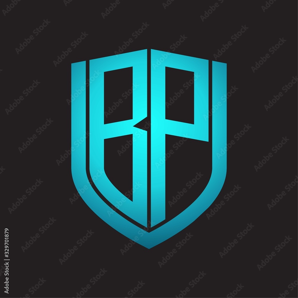 BP Logo monogram with emblem shield design isolated with blue colors on