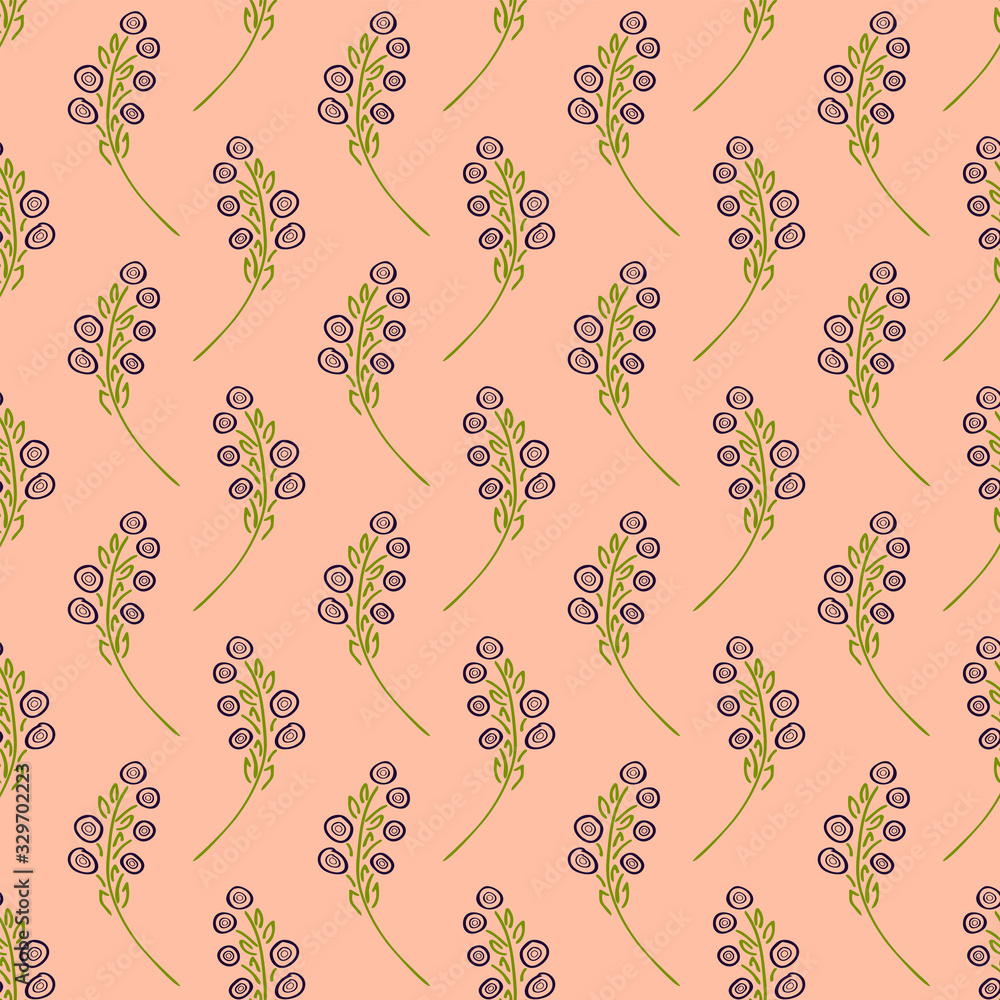 Fototapeta premium Hand drawn seamless pattern with berries, doodles. Vector illustration. EPS 10