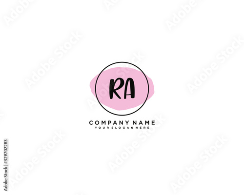 Letter RA handwrititing logo with a beautiful template photo