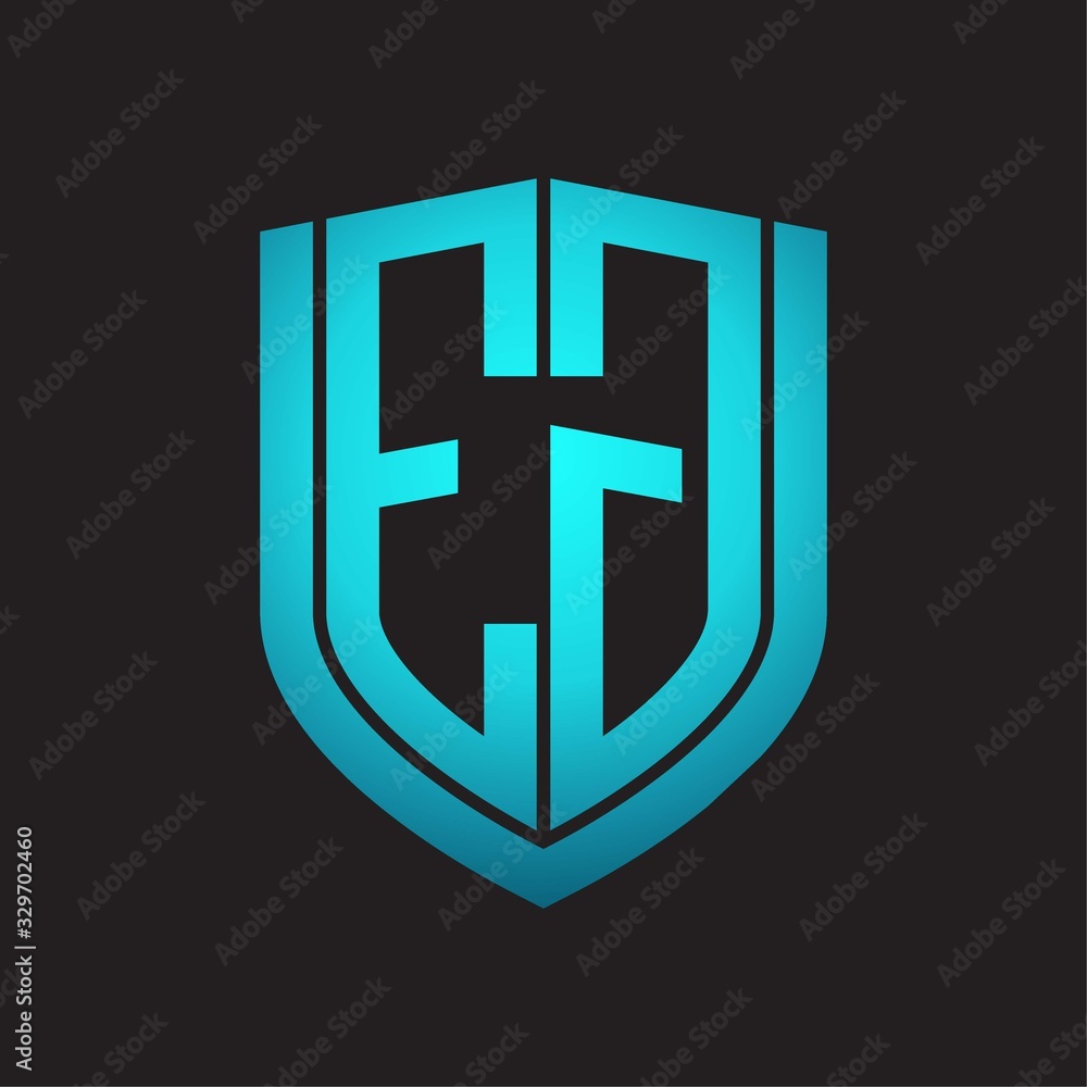 EG Logo monogram with emblem shield design isolated with blue colors on black background EG Logo monogram with emblem shield design isolated with blue colors on black background