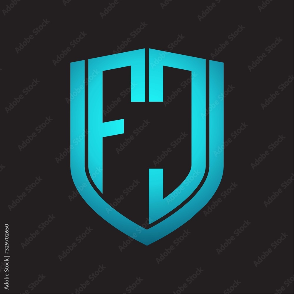 FC Logo monogram with emblem shield design isolated with blue colors on black background FC Logo monogram with emblem shield design isolated with blue colors on black background