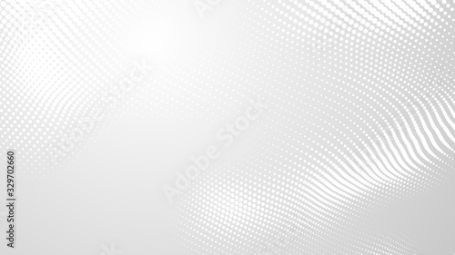 Dot white gray wave light technology texture background. Abstract big data digital concept. 3d rendering.