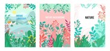 Vector set flowers background, Nature background, banner, cover, templates, posters.