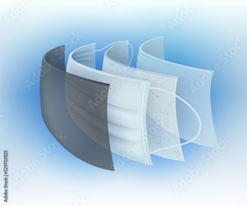 Multi-layer surgical protective mask filter Prevent germs and dust, viruses, bacteria, dust, saliva, odor For safety and good hygiene.