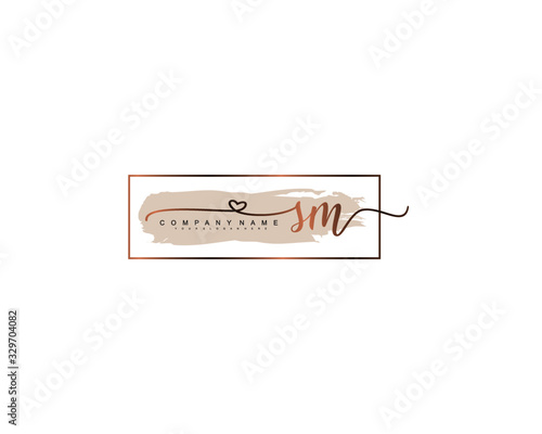 Letter SM handwrititing logo with a beautiful template
